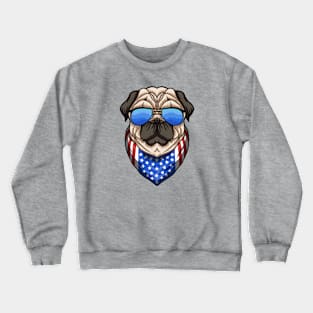 Patriotic American Pug Illustration Crewneck Sweatshirt